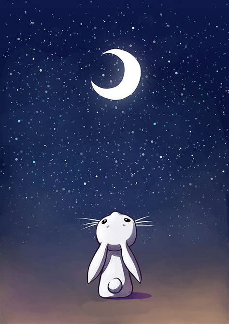 Moon Bunny By Freeminds Art And Illustration Illustrations Poster