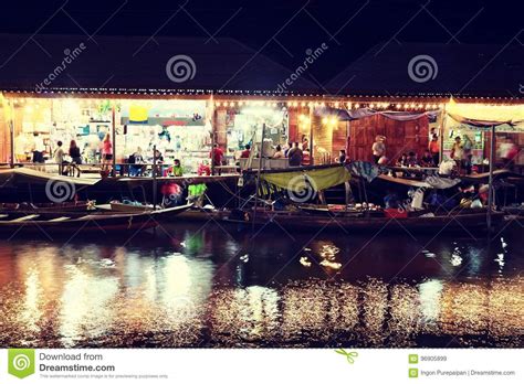 Night Floating Market Editorial Stock Image Image Of Seller 96905899