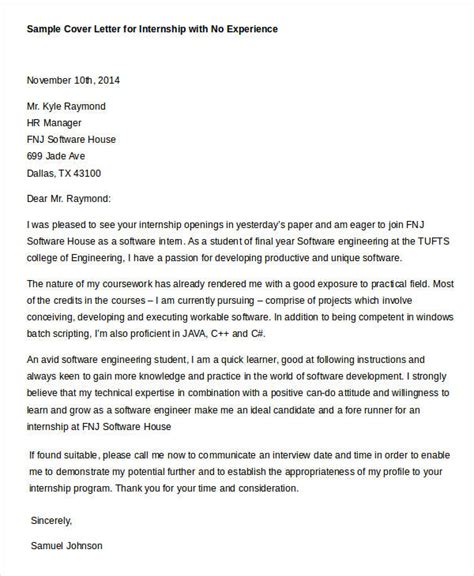 Cover Letter For Internship In Information Technology With