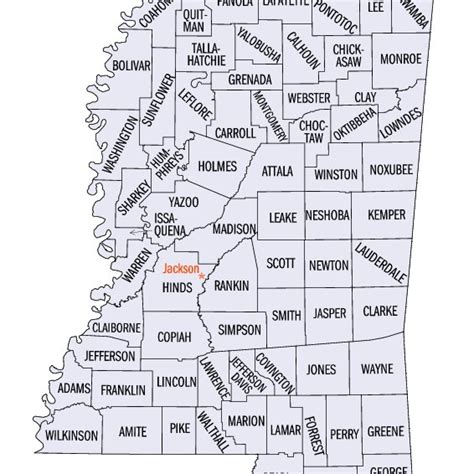 Map Of Mississippi Counties Source Us Census Bureau State And