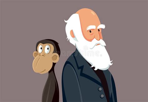 Charles Darwin Funny Cartoon Illustration Stock Vector Illustration