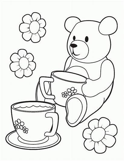 Coloring Tea Party Pages Printable Teddy Colouring