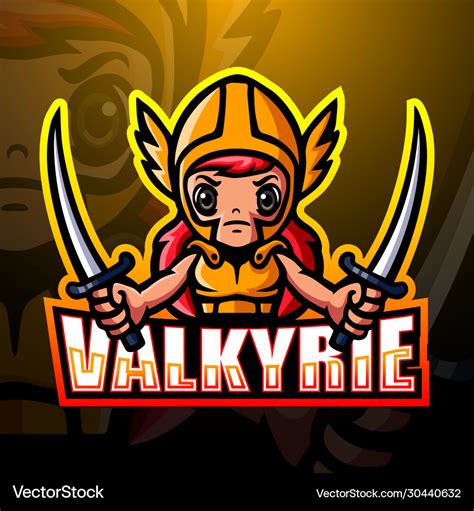 Valkyrie Mascot Esport Logo Design Royalty Free Vector Image