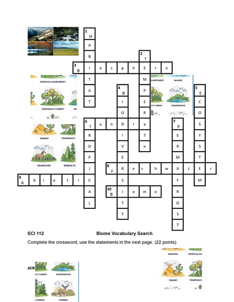 Hw 4 Biomes Crossword Puzzle Home Work 1 H A B 2 T 3 B I O S P H