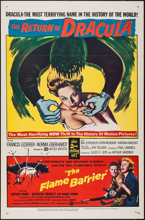 Return Of Dracula 1958 The Flame Barrier 1958 Combo Classic