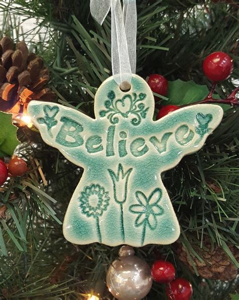 Believe Ornament Christmas Ornament Angel Ornament By Peaceramics