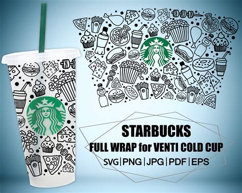 Fast Food Starbucks Cup Svg Full Wrap Starbucks Svg Files For Etsy