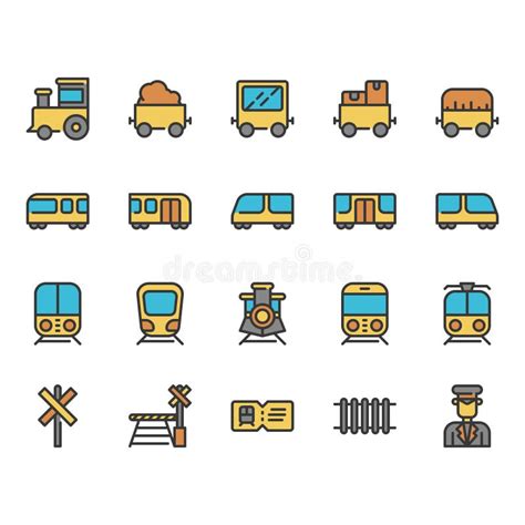 Train Stations Related Icon Set Stock Vector Illustration Of High