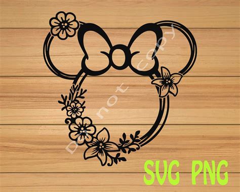 Floral Minnie Mouse Ears Svg Flower Wreath Svg Disneyland Etsy