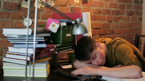 Tired Student Sleeping On Desk Studying At Stock Footage Sbv 300932007