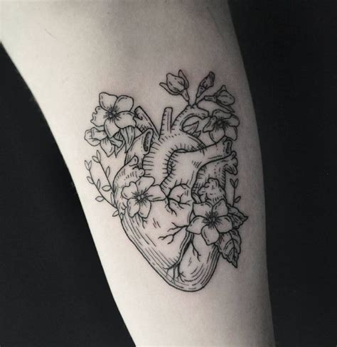 Linework Anatomical Heart Tattoo By Harry P Tattoos