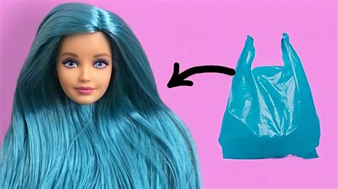 How To Make Barbie Hairs Diy Barbie Hairstyle Paper Barbie Doll Wigdress Make Up