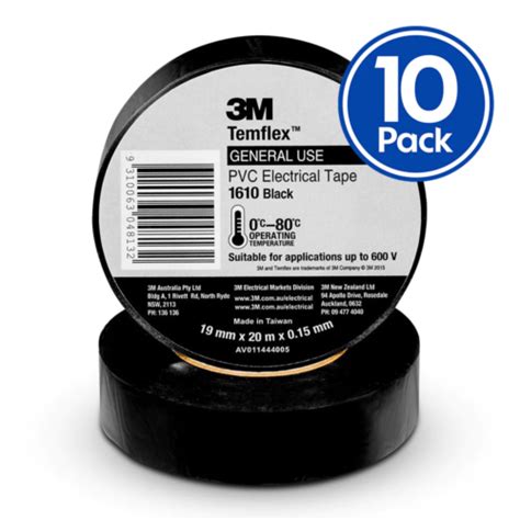 3M Temflex 1610 General Purpose Vinyl Electrical Tape 19mm X 20m Black