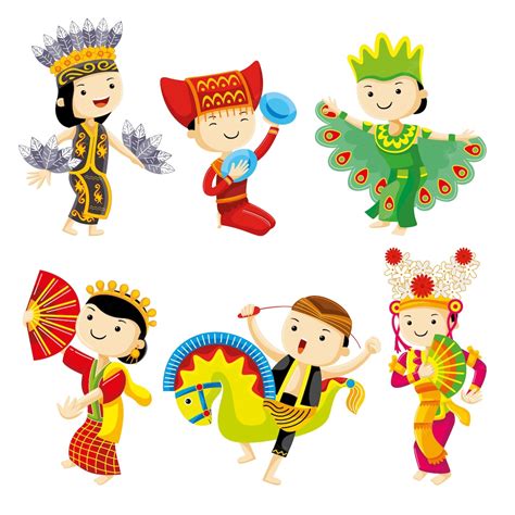 Premium Vector Indonesia Traditional Dance With Cute Characters