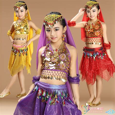 Купить костюм для танца живота Шесть один дети Индийский танцевальные костюмы Детские девочек
