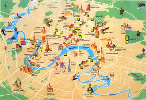 Map Of Moscow Tourist Attractions Sightseeing And Tourist Tour