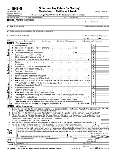 Irs 1041 N 2019 Fill Out Tax Template Online Us Legal Forms
