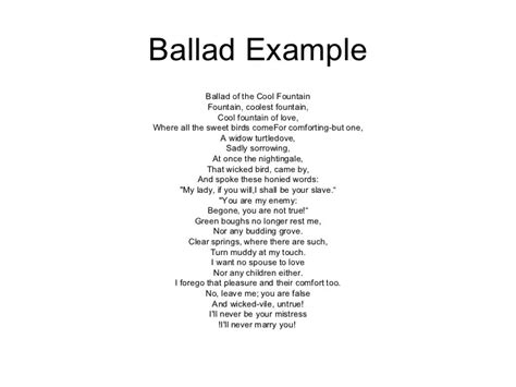 65 Ballad Poetry Definition