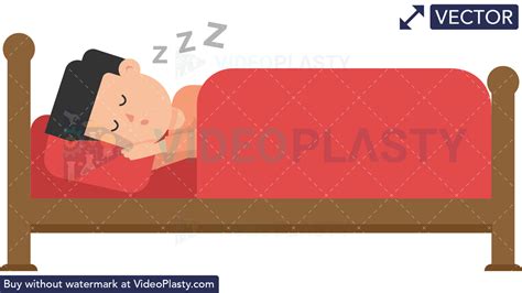 man sleeping in bed [vector image clipart] videoplasty