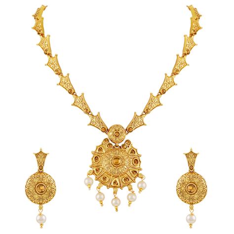 asmitta traditional flower design gold plated necklace set buy asmitta