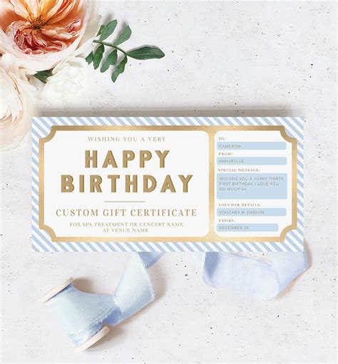 Happy Birthday Custom T Voucher Template Printable Birthday T