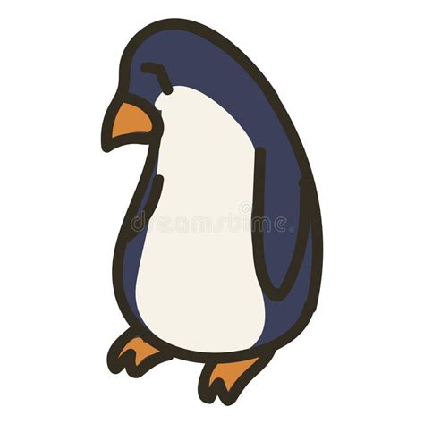 Adorable Lineless Cartoon Penguin Clip Art Arctic Animal Icon Hand