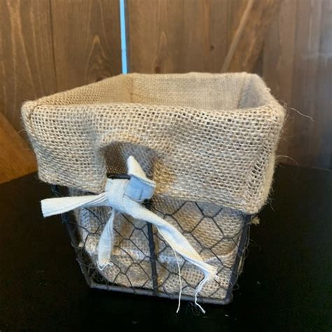 Accents Small Chicken Wire Basket Bin With Burlap Liner Perfect