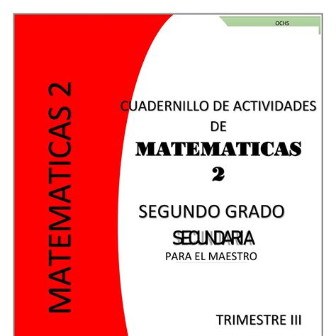 Libro Del Maestro De Secundaria Segundo Grado Matematicas Volumen Hot