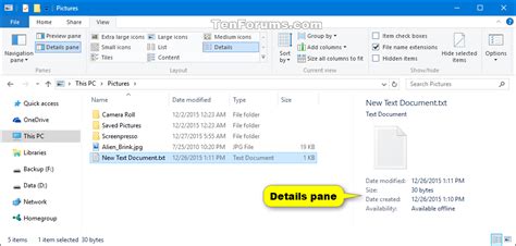 Show Or Hide Details Pane In File Explorer In Windows 10 Tutorials