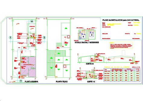 Plano instalación de gas en AutoCAD Descargar CAD KB Bibliocad