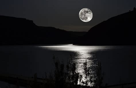 Wallpaper Landscape Night Reflection Sky Moon Moonlight Horizon