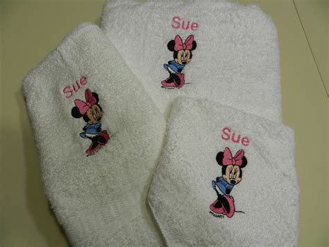 Minnie Mouse 3 Piece Embroidered Bath Towel Set Personalized Etsy