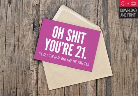 21st Birthday Card Funny Birthday Instant Download