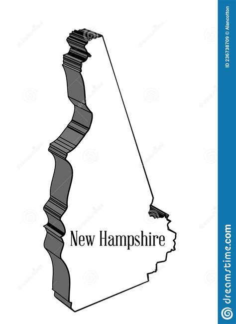 New Hampshire 3d State Map Stock Vector Illustration Of America