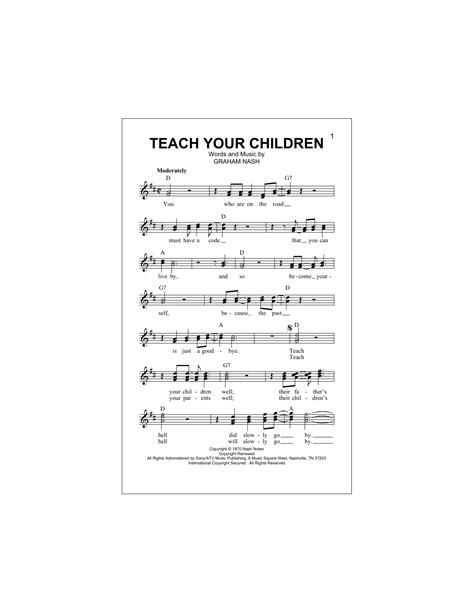 Teach Your Children Sheet Music Crosby Stills Nash And Young Lead