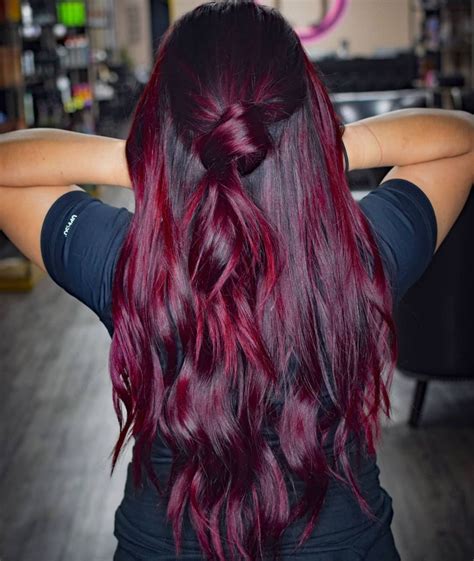 Shades Of Burgundy Hair Color Trending In Red Balayage Hair Wine Hair Color Wine Hair