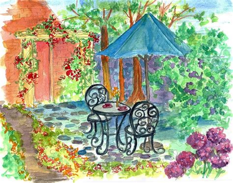 Outdoor Cafe Watercolor Painting Original Art By Drawdaytoday 3200