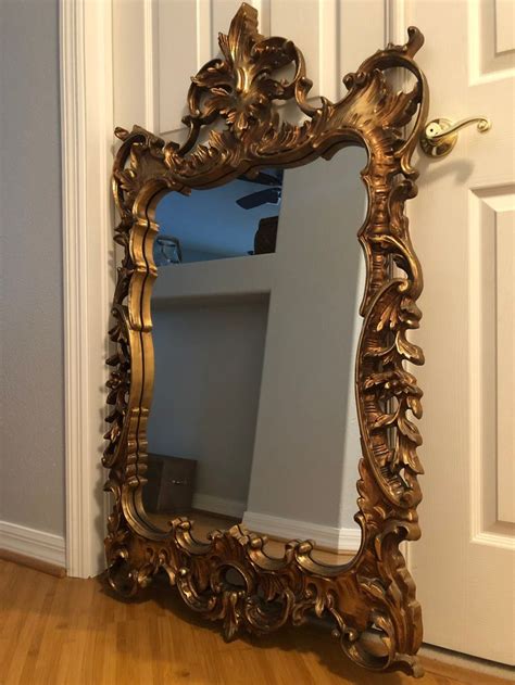 Vintage Mid Century Antique Gold Leaf Regency Mirror Gorgeous Etsy Gold Ornate Mirror Mid
