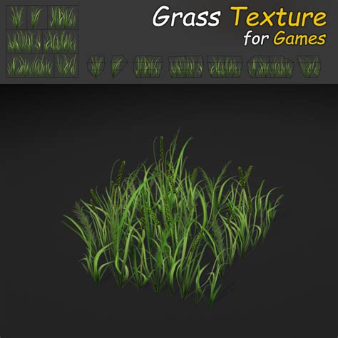 Grass Texture 3d Model Game Ready Max Obj Fbx