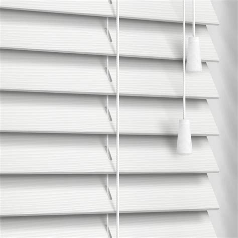 True White Textured Faux Wood Venetian Blinds 35mm Made To Measure