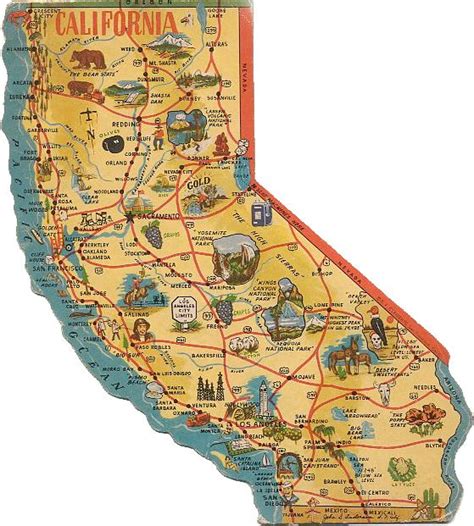Illustrated California Map Maps Pinterest California California