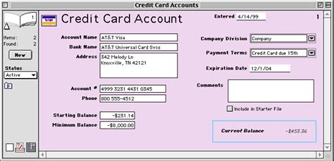 List of business credit cards. Goldenseal Small Business Accounting Software Manual-- Liability Accounts