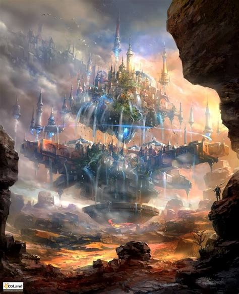 Floating Sci Fi City Futuristic Fantasy Digital Art Applied