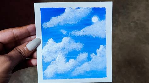How To Paint Cloud With Acrylic Colour Easy Cloud Painting Youtube