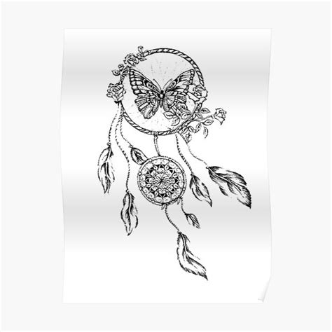 Butterfly Dream Catcher Poster For Sale By Sira Macrame Redbubble