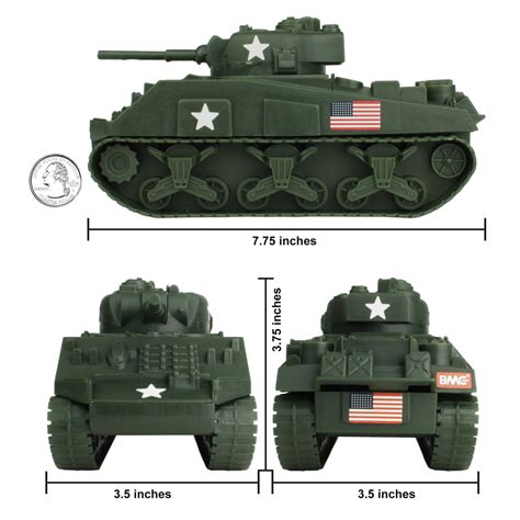 Bmc Sherman Tank Plastic Toy Green Ww2 132 Scale Military Bmc Toys