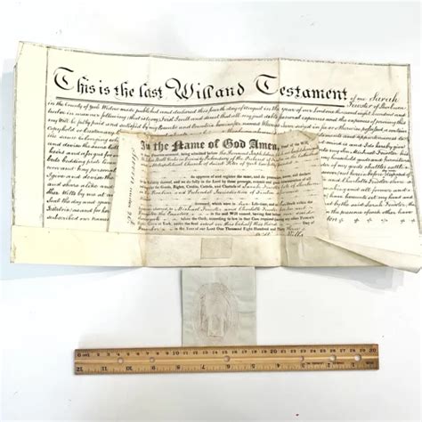 Rare 1800s Large Vellum Handwritten Indenture Manuscript Legal