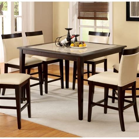 Furniture Of America Weese Wood Square Counter Height Table In Dark