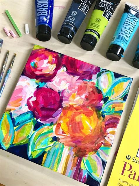 How To Paint Abstract Flowers With Acrylic Paint Bright Bold And