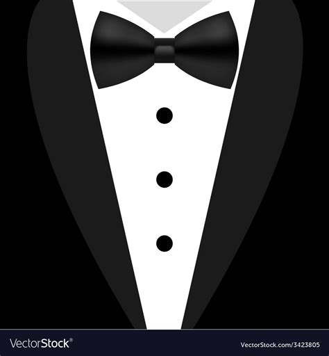 Flat Black And White Tuxedo Bow Tie Illustration Download A Free